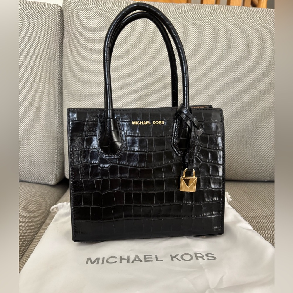 Authentic Michael Kors Black Crocodile Embossed Women's Bag